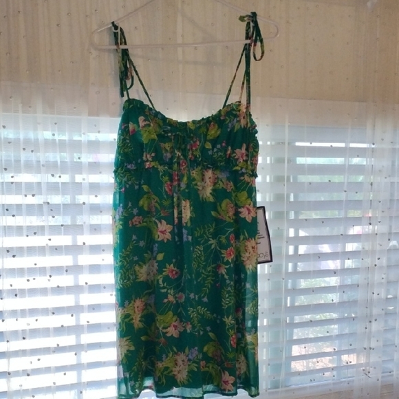 City Studios Woman Green Floral Babydoll Lined Spaghetti Strap Dress, S: S, NWT - Picture 1 of 14